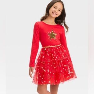 NWOT girls flip sequin & tulle star dress Sz XL extra large 14/16 cat & jack